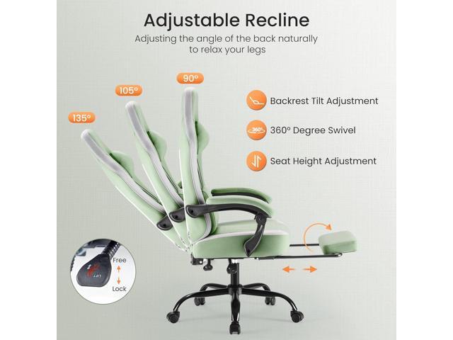 Sweetcrispy Computer Gaming Chair - High Back Ergonomic Desk Chair with Footrest and Lumbar Support, Height Adjustable Task Chair with Linkage...