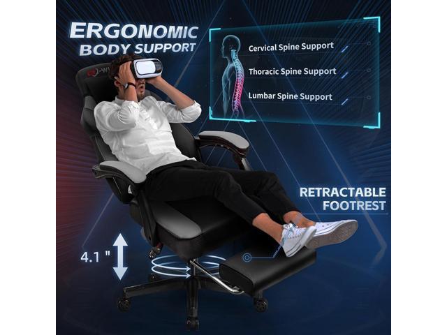 Gaming Chairs for Adults, Computer Chair with Footrest and High Back, Big and Tall Gamer Chair's with Massage Lumbar Support, 360° Swivel Height...