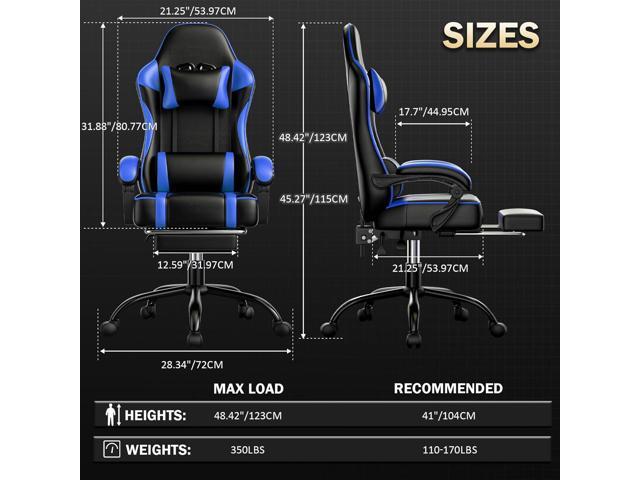 Ergonomic Gaming Chair with Footrest, PU Leather Video Game Chairs for Adults, 360°Swivel Adjustable Office Chair Gamer Chair, Comfortable Computer...