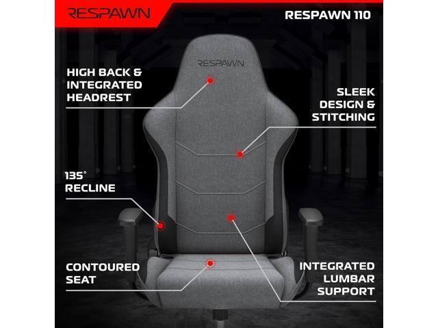 RESPAWN 110 Fabric Gaming Chair Ergonomic Racing Style High Back PC Computer Desk Office Chair - 360 Swivel, Integrated Headrest, 135 Degree...