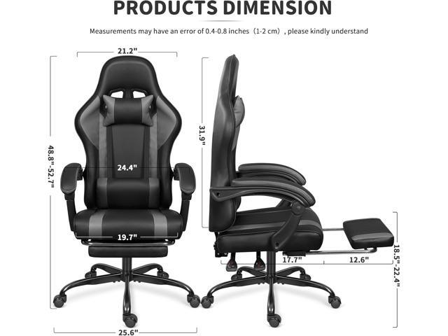 Gaming Chair with Footrest and Massage Lumbar Support, Height Adjustable Game Chair, Video Gaming Chair for Gaming Room, Living Room and Office -...