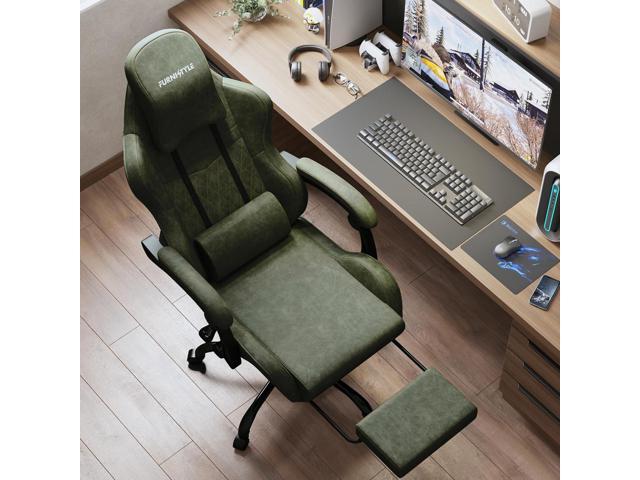 Gaming Chair Big and Tall, Green Leather Video Game Chairs with Footrest, Padded Linkage Armrests & Large Headrest, Ergonomic Computer Chair 350lbs...