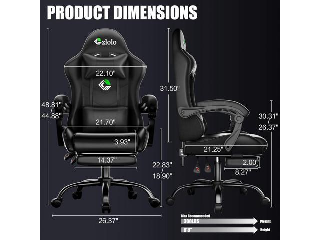 Gaming Chair, Ergonomic Office Computer Chair with Footrest and Lumbar Support Massager Racing Style High Back Video Gamer Chair, WideThick...