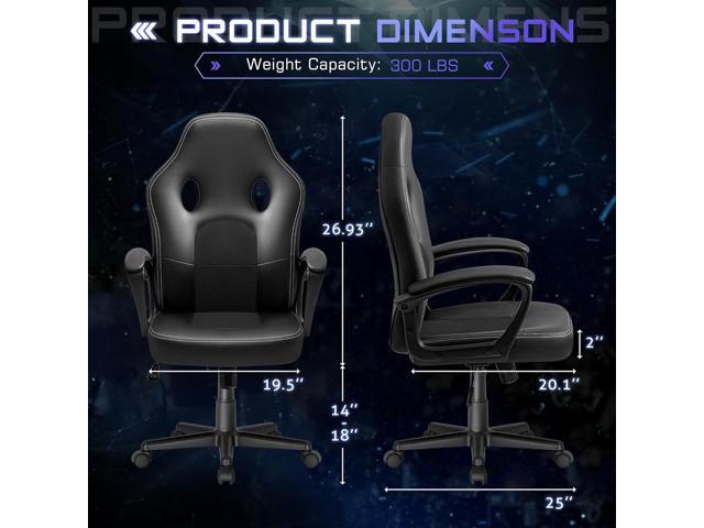 Office Gaming Chair High Back Leather Computer Chairs Ergonomic Height Adjustable Racing Game Desk Chair Executive Conference Task Chair (Black)