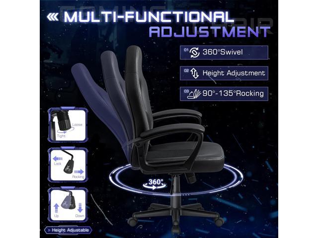Office Gaming Chair High Back Leather Computer Chairs Ergonomic Height Adjustable Racing Game Desk Chair Executive Conference Task Chair (Black)