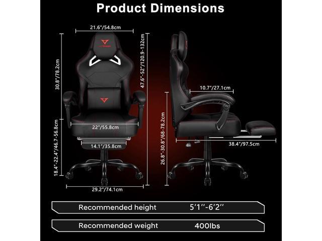 VITESSE Big and Tall Gaming Chair 400lb Weight Capacity with Footrest, Ergonomic Video Game Chair for Adults with Oversized Headrest and Lumbar...