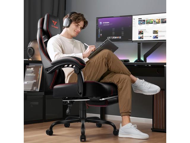 VITESSE Big and Tall Gaming Chair 400lb Weight Capacity with Footrest, Ergonomic Video Game Chair for Adults with Oversized Headrest and Lumbar...