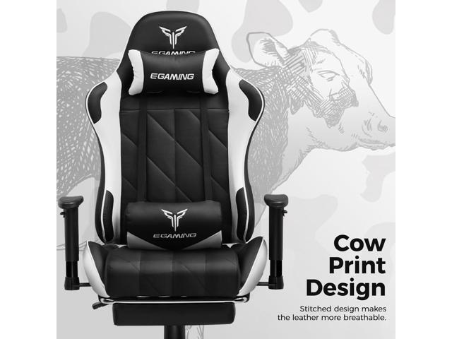 EXRACING Gaming Chair with 3D Adjustable Armrests, Cow Print Design, Ergonomic Office Chair with High Back, Computer Chair with Footrest,Comfy...