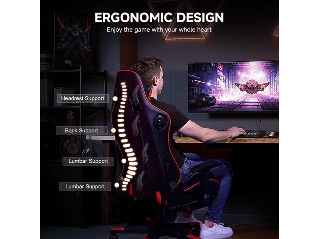 GTPLAYER Gaming Chair with Bluetooth Speakers, Adjustable Backrest and Height, 3D Armrests, Footrest, Ergonomic Computer Chair for Gamers (Brick Red)