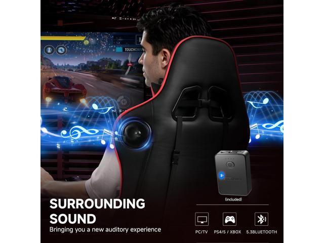 GTPLAYER Gaming Chair with Bluetooth Speakers, Adjustable Backrest and Height, 3D Armrests, Footrest, Ergonomic Computer Chair for Gamers (Brick Red)