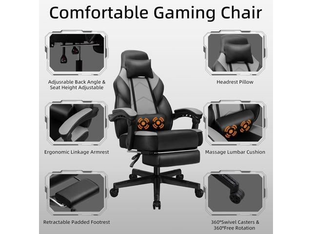 Shintenchi Gaming Chair, Computer Chair with Footrest and Lumbar Support,Video Game Chair Height Adjustable,Racing Style Computer Chair with...