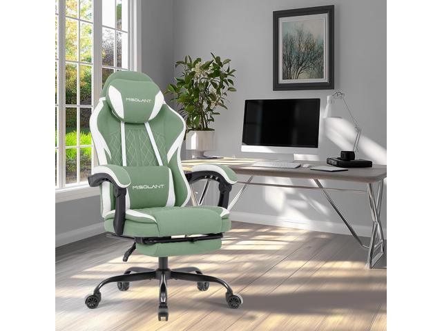 Misolant Gaming Chair, Fabric Gamer Chair with footrest for Adults, High Back Ergonomic Computer Game Chair with Adjustable Headrest and Massage...