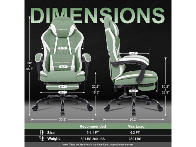 Misolant Gaming Chair, Fabric Gamer Chair with footrest for Adults, High Back Ergonomic Computer Game Chair with Adjustable Headrest and Massage...