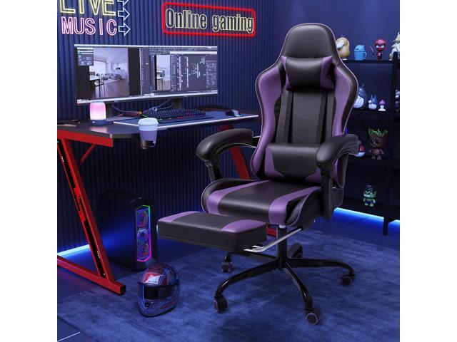 Shahoo Gaming Chair with Footrest and Massage Lumbar Support, Computer Chairs, Video Racing Seat Height Adjustable with 360°Swivel and Headrest for...