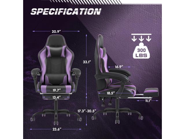 Shahoo Gaming Chair with Footrest and Massage Lumbar Support, Computer Chairs, Video Racing Seat Height Adjustable with 360°Swivel and Headrest for...