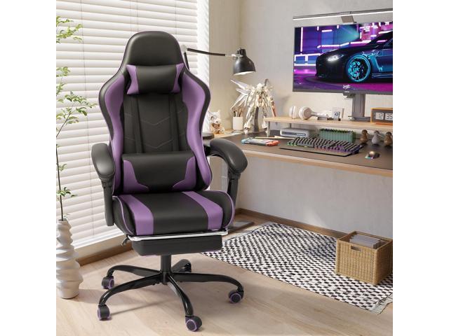 Shahoo Gaming Chair with Footrest and Massage Lumbar Support, Computer Chairs, Video Racing Seat Height Adjustable with 360°Swivel and Headrest for...