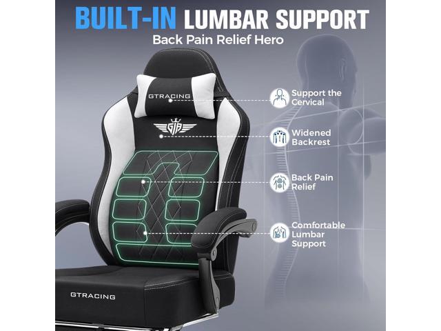 GTPLAYER Big and Tall Gaming Chair Breathable Fabric Computer Chair with Strong Lumbar Support, Comfortable Office Chairs with Pocket Spring...