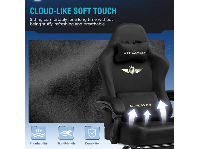 GTPLAYER Gaming Chair Fabric with Pocket Spring Cushion, High Back Ergonomic Computer Chair with Footrest for Adults Lumbar Support Swivel Game...