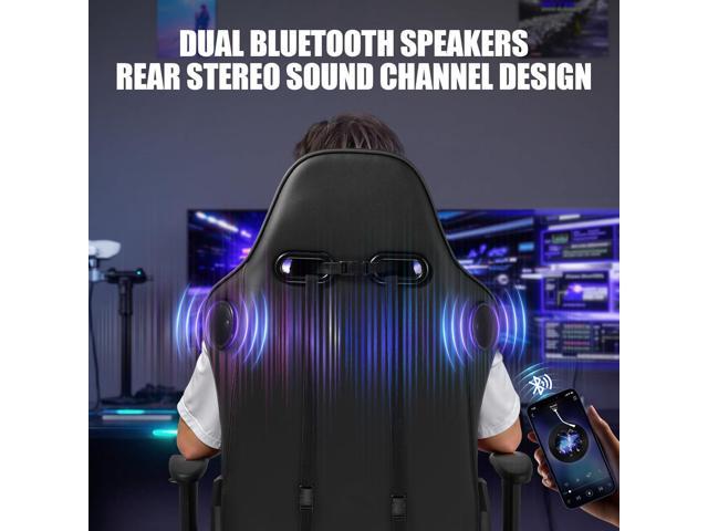 GTPLAYER Gaming Chair with Speakers, Video Game Chairs with Footrest for Adults, Ergonomic Computer PC Gamer Reclining Chair by GTRacing (Black)