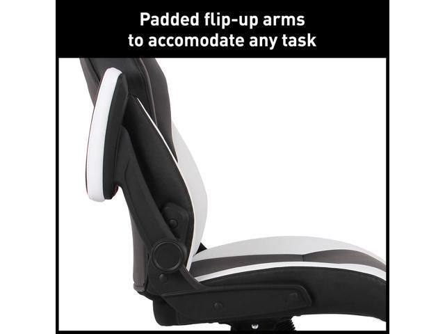 RS Gaming RGX Faux Leather High-Back Gaming Office Chair, Black/White, BIFMA Compliant