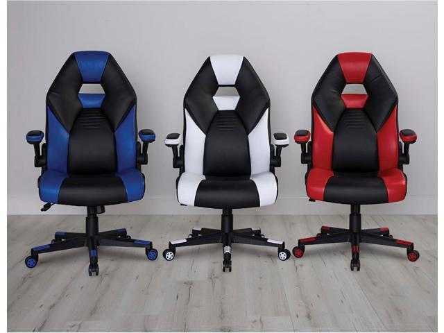 RS Gaming RGX Faux Leather High-Back Gaming Office Chair, Black/Red, BIFMA Compliant