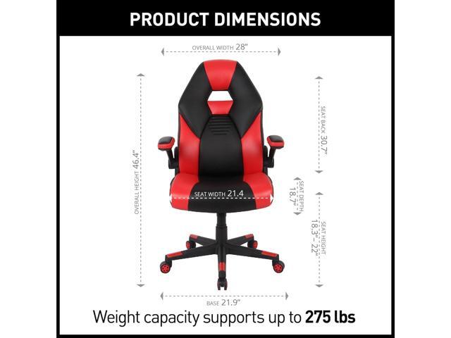 RS Gaming RGX Faux Leather High-Back Gaming Office Chair, Black/Red, BIFMA Compliant