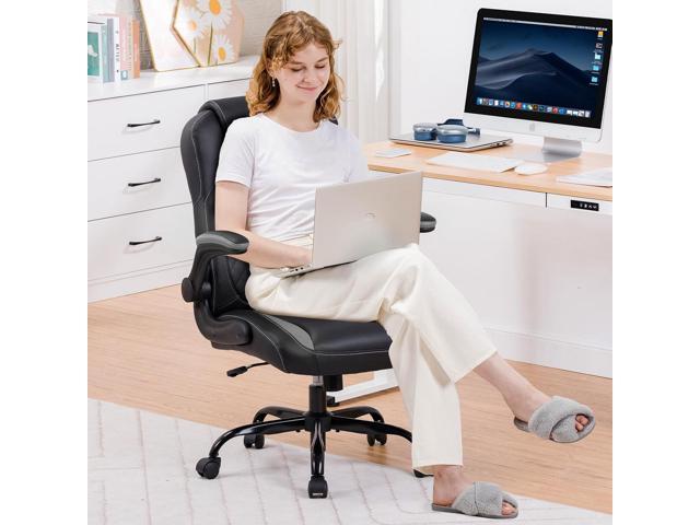 GTRACING Office Computer Gaming Chair Ergonomic Desk Chair for Adults with Lumbar Support Flip-Up Arms Adjustable Height Swivel Wheels PU Leather...