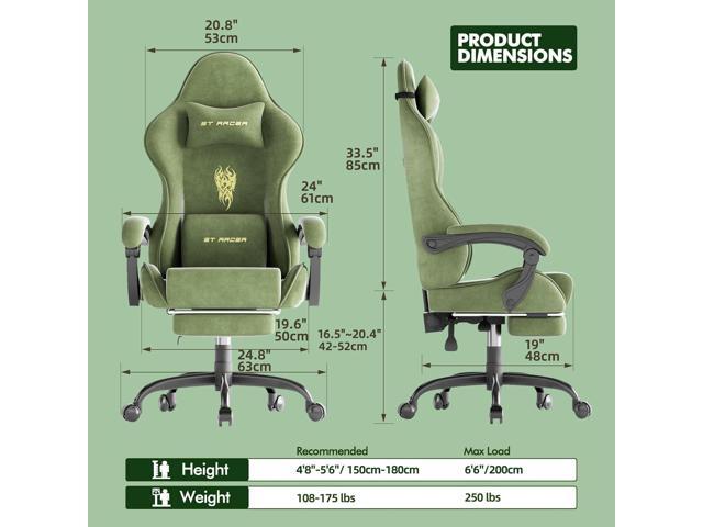 Ferghana Velvet Fabric Gaming Chair, High Back Ergonomic Gamer Chair for Adult, Comfortable Video Game Chair with Footrest and Massage Lumbar...