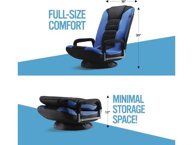 Swivel Gaming Floor Chair - Enjoy 6 Different Positions, Adjustable Lumbar Support, Removable Polyester Cover & Arm Rests, Folds to Store, Stylish...