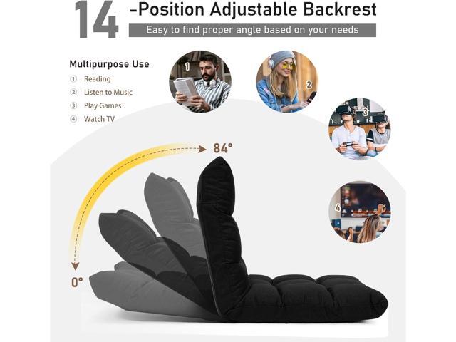 COSTWAY Floor Chair, Folding Gaming Chair with Back Support, 14 Adjustable Positions, Alloy Steel Frame, Lazy Sofa Lounge for Playing Reading...