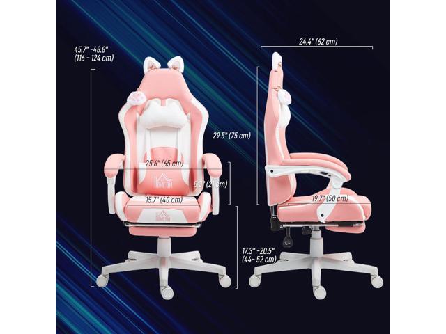 HOMCOM Racing Gaming Chair with Cat Ears, Reclining Faux Leather Computer Chair with Footrest, Lumbar Support and Headrest, Height Adjustable Gamer...