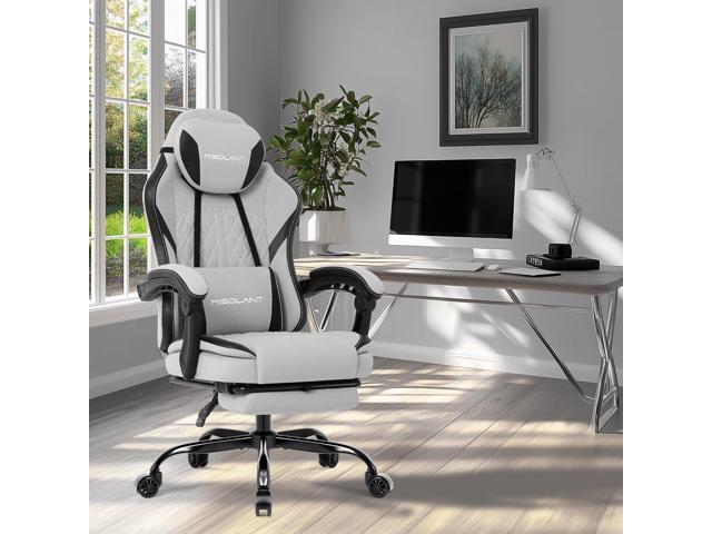 Misolant Gaming Chair, Fabric Gamer Chair with footrest for Adults, High Back Ergonomic Computer Game Chair with Adjustable Headrest and Massage...