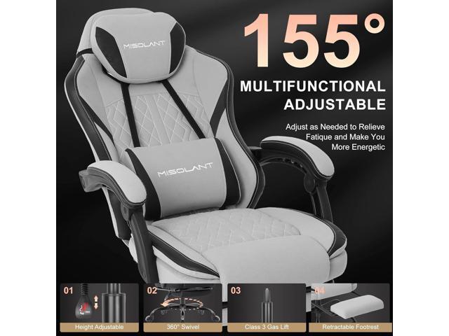 Misolant Gaming Chair, Fabric Gamer Chair with footrest for Adults, High Back Ergonomic Computer Game Chair with Adjustable Headrest and Massage...