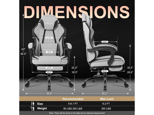 Misolant Gaming Chair, Fabric Gamer Chair with footrest for Adults, High Back Ergonomic Computer Game Chair with Adjustable Headrest and Massage...