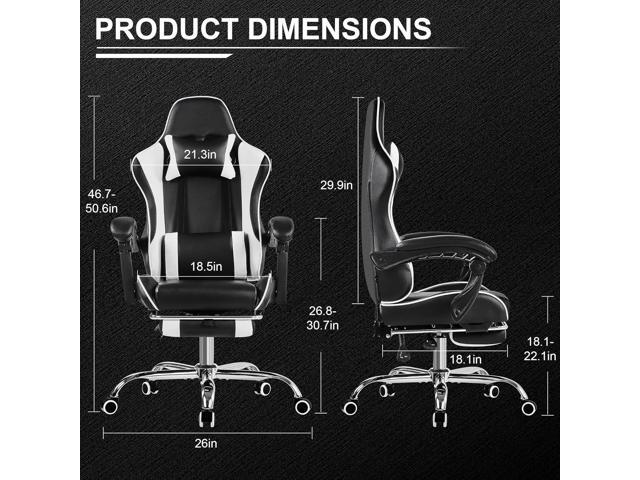 VECELO Ergonomic Gaming Chair with Footrest, Comfy Recliner Computer Chair, Swivel Seat, Height Adjustable, High Back PU Leather, Lumbar Support,...