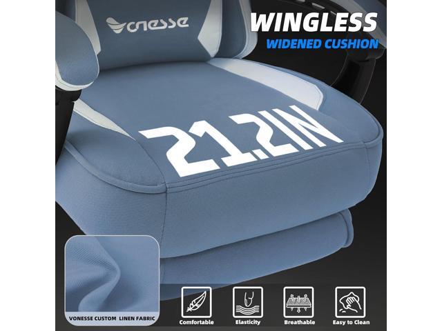 Vonesse Gaming Chair, Computer Chair Fabric with Pocket Spring Cushion, Office Chair with Footrest and Massage Lumbar Support, Reclining Gaming...
