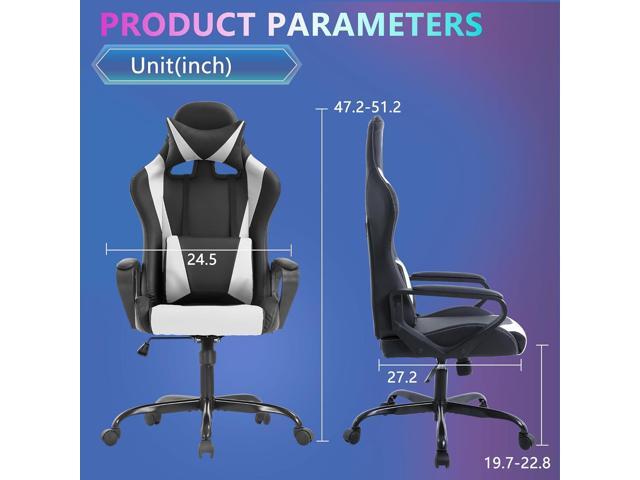 PayLessHere Ergonomic Racing Desk Chair Gaming Chair Computer Chair with Armrests 360° Swivel & Caster Pu Desk Task Chair Executive Headrest Lumbar...