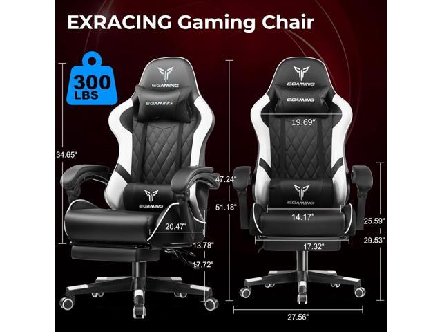 EXRACING Gaming Chair Ergonomic Computer Chair with Footrest and Lumbar Support, Height Adjustable High Back Leather Office Chair, 360° Swivel with...