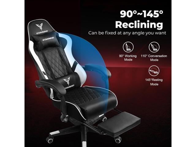EXRACING Gaming Chair Ergonomic Computer Chair with Footrest and Lumbar Support, Height Adjustable High Back Leather Office Chair, 360° Swivel with...