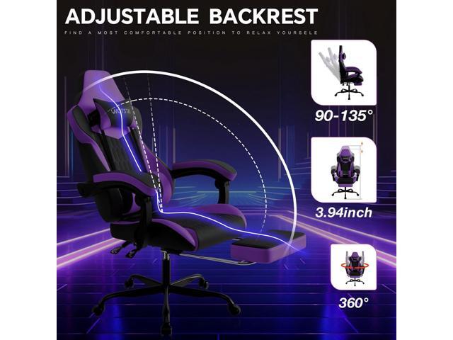 Gaming Chair with Footrest, High Back Gaming Chairs PVC Leather Ergonomic Gamer Chair with Adjustable Headrest Lumbar Support Racing Style Video...