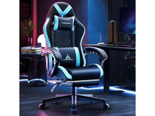 Gaming Chair,Ergonomic Massage Computer Office Desk Chair with Footrest,Pocket Spring Cushion,Reclining Leather Adjustable Gamer Chair with...