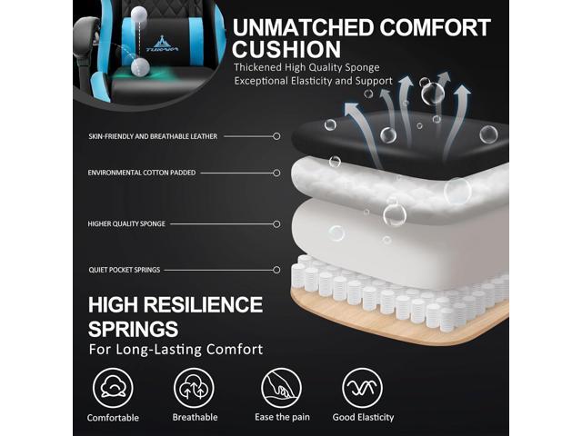Gaming Chair,Ergonomic Massage Computer Office Desk Chair with Footrest,Pocket Spring Cushion,Reclining Leather Adjustable Gamer Chair with...