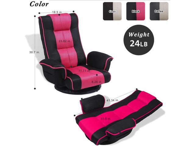 FLOGUOR 360 Swivel Gaming Floor Chair with Armrest Multi-Angle Folding Floor Chair Padded Backrest Lazy Sofa Lounge Chair for Living Room, Home...