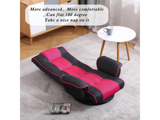 FLOGUOR 360 Swivel Gaming Floor Chair with Armrest Multi-Angle Folding Floor Chair Padded Backrest Lazy Sofa Lounge Chair for Living Room, Home...