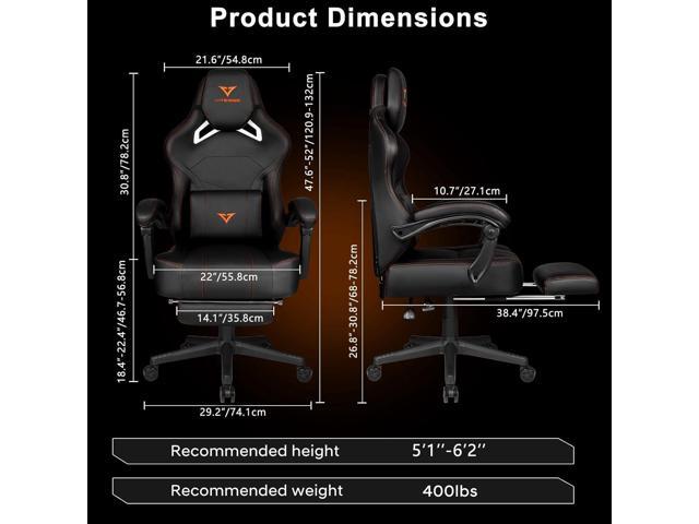 VITESSE Big and Tall Gaming Chair with Footrest,Ergonomic Video Gaming Chair with Oversized Headrest and Lumbar Support for Adults 400lb Weight...