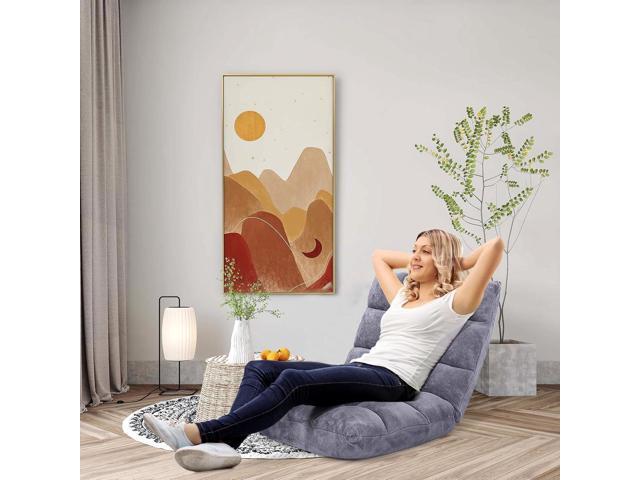 GORELAX Memory Foam Floor Chair, 14-Poistion Adjustable Reading Gaming Chair Recliner, Folding Cushioned Meditation Chair with Back Support, Padded...