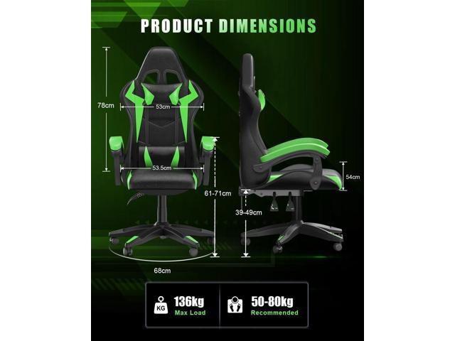 Gaming Chair with RGB LED Lights, High Back Ergonomic Computer Gamer Chair with Headrest and Lumbar Support, Racing Style Reclining Game Chair for...