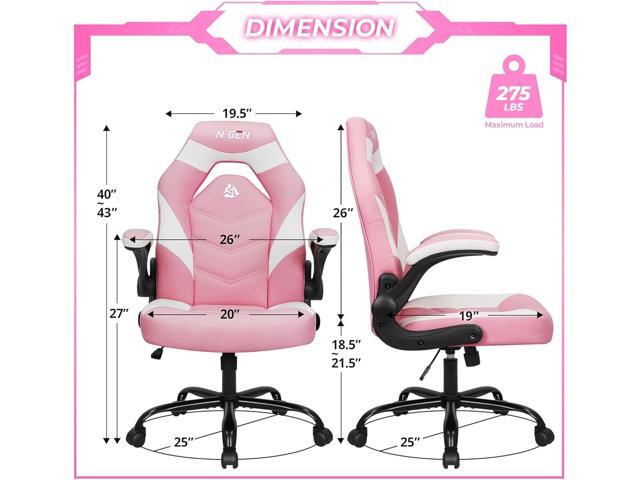 N-GEN GAMING Video Gaming Chair Ergonomic Office Desk Chair with Lumbar Support Adjustable Height Padded Flip Up Arms and Swivel Wheels Racing...
