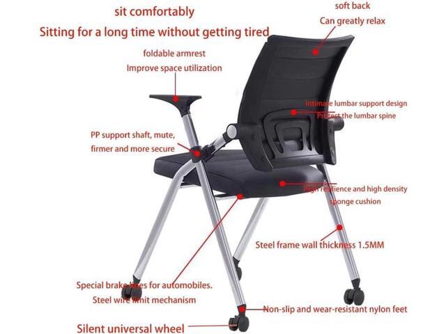 Comfortable Home Office Foldable Office Chair,Folding Chair with Wheels Desk Chairs for Bedroom with Padded Seats Small Spaces,Gaming Ergonomic...