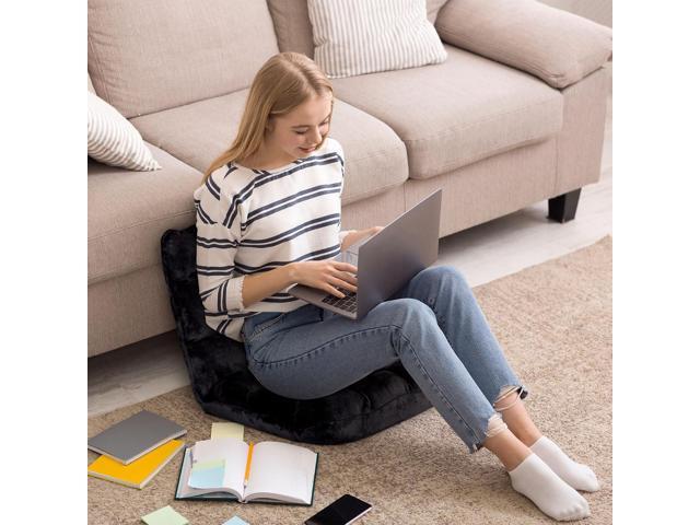 14-Position Adjustable Floor Gaming Chair Foldable Memory Foam Armless Sofa Seat Couch Recliner with Comfy Back Support for Working Meditation...